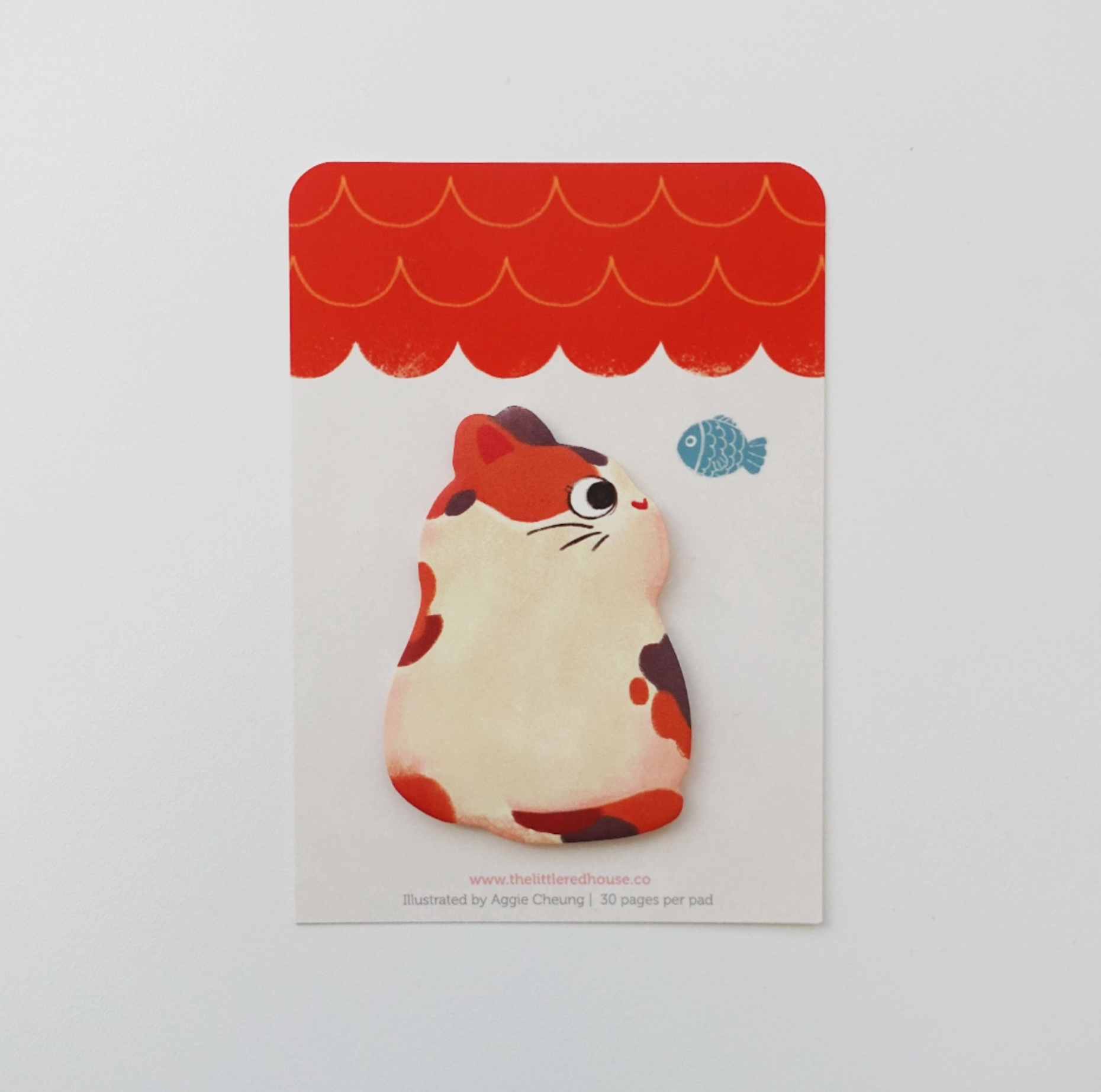 Calico Cat with Fish Die Cut Sticky Note