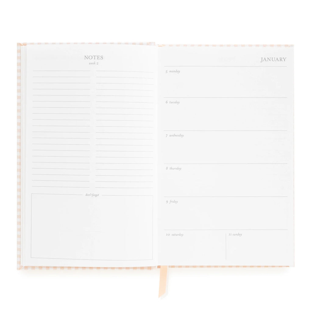 2026 Pink Gingham Small Bound Agenda
