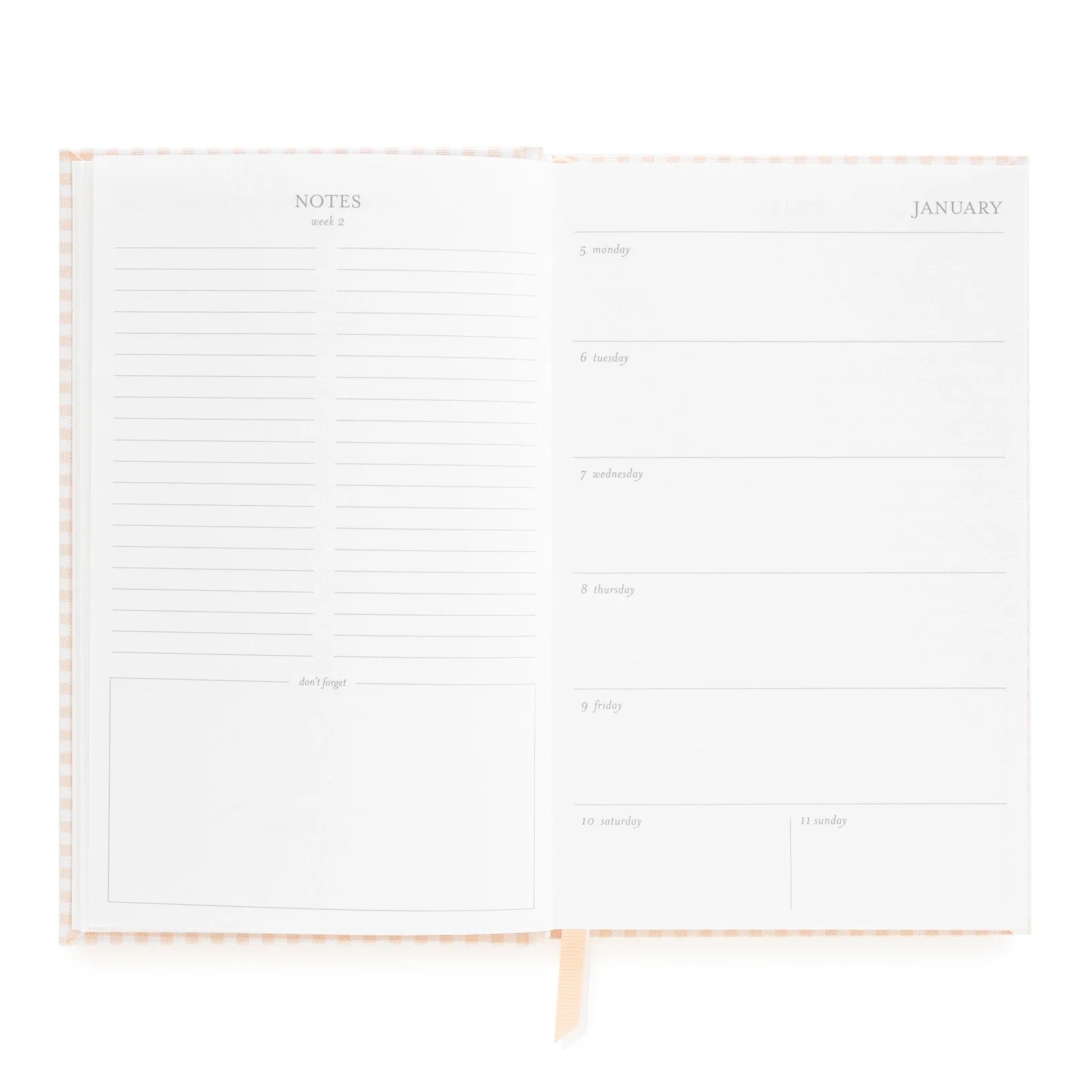 2026 Pink Gingham Small Bound Agenda