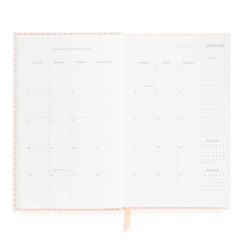 2026 Pink Gingham Small Bound Agenda