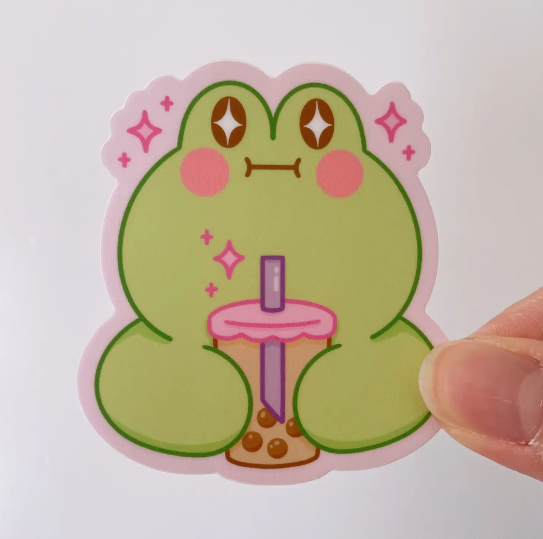 Boba Sparkles and Frog Vinyl Sticker