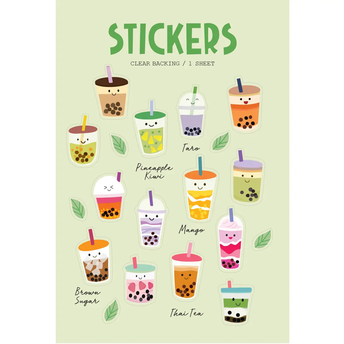 Bubble Tea Clear Stickers