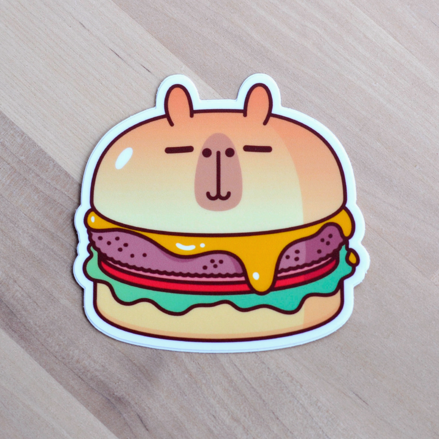 Capybara Cheeseburger Vinyl Sticker