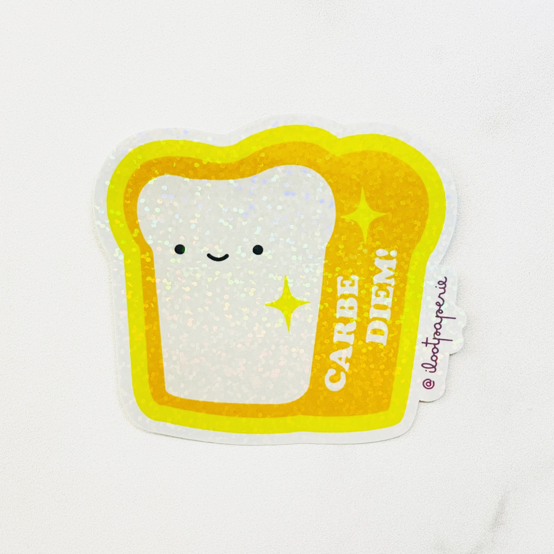 Carbe Diem Toast Glitter Sticker