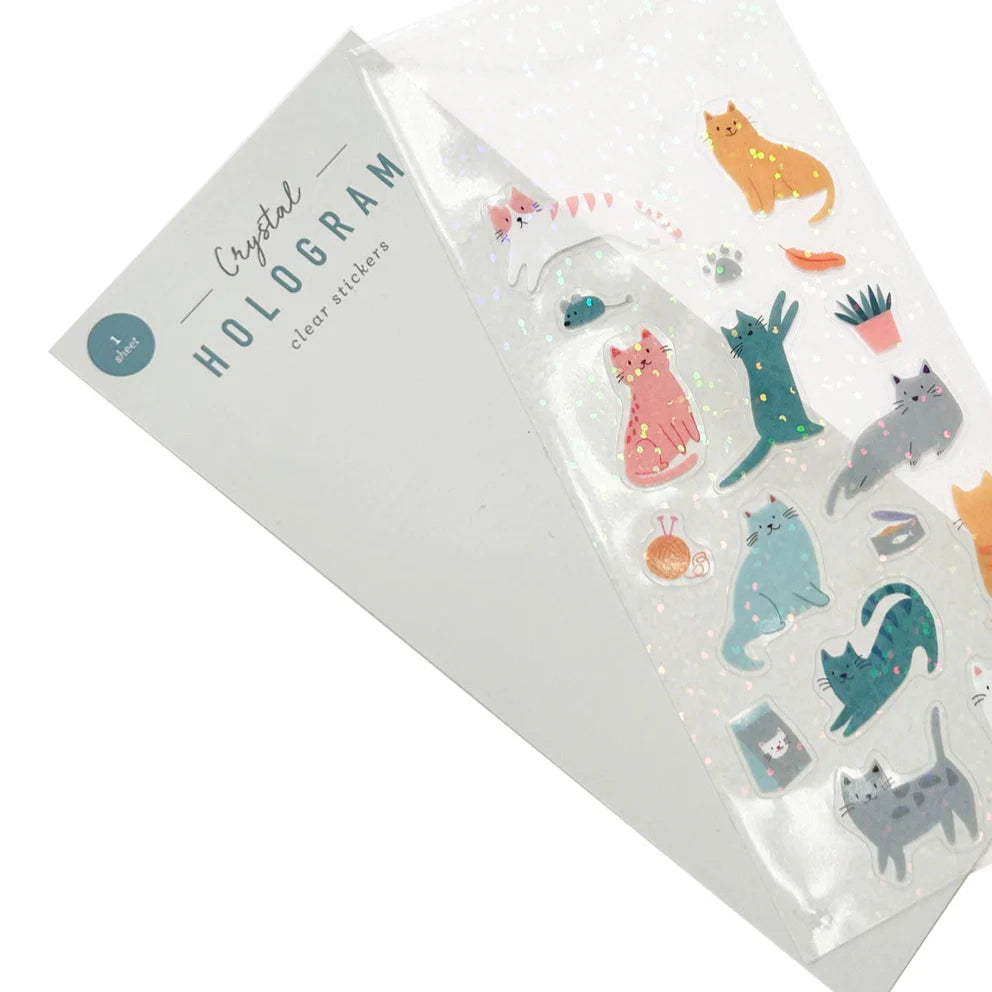 Cats Crystal Hologram Clear Stickers