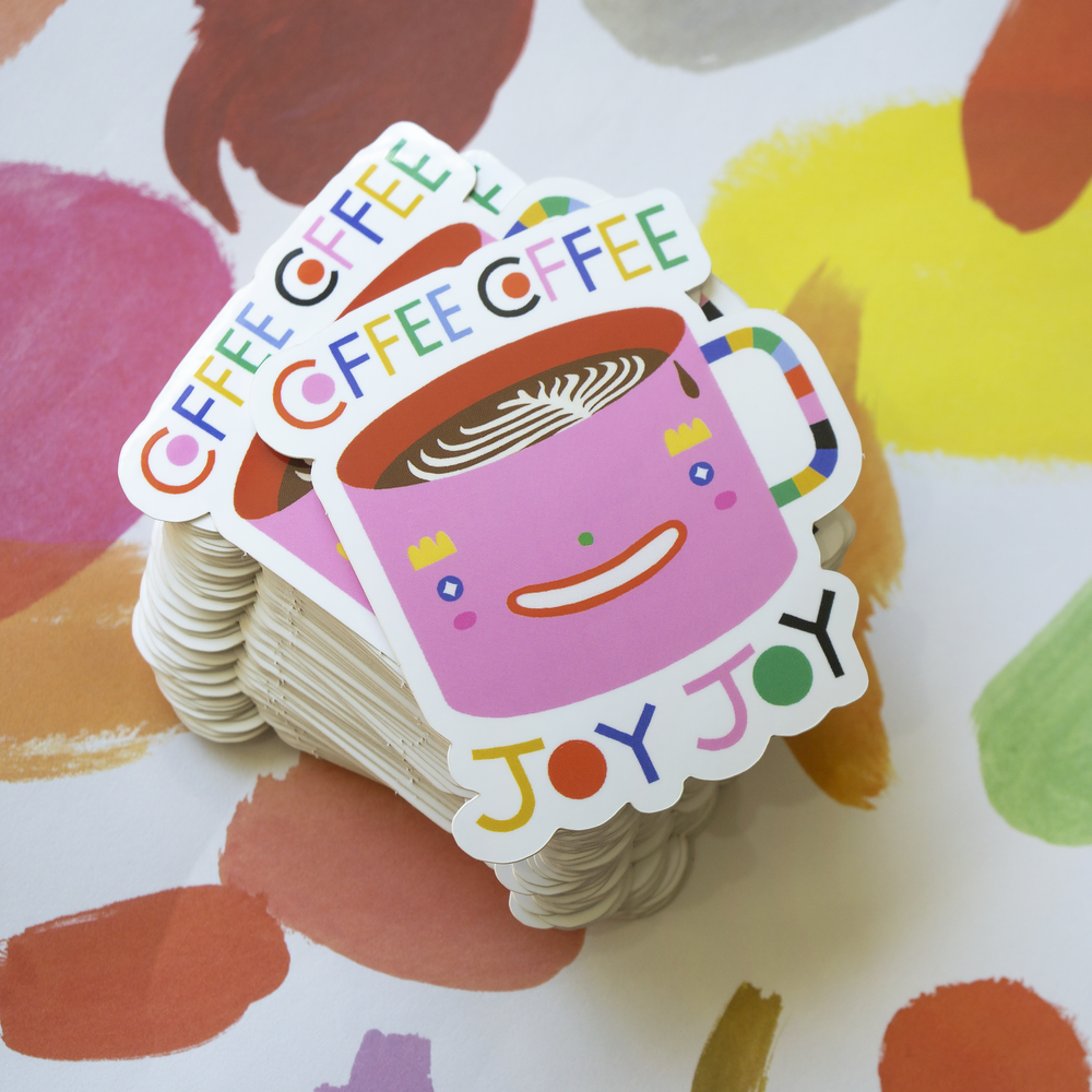 Coffee Coffee Joy Joy Glossy Vinyl Sticker