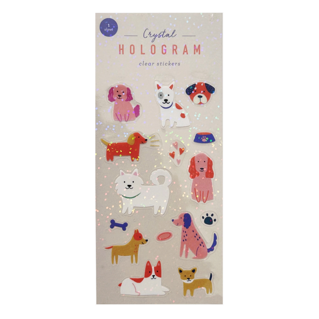 Dogs Crystal Hologram Clear Stickers