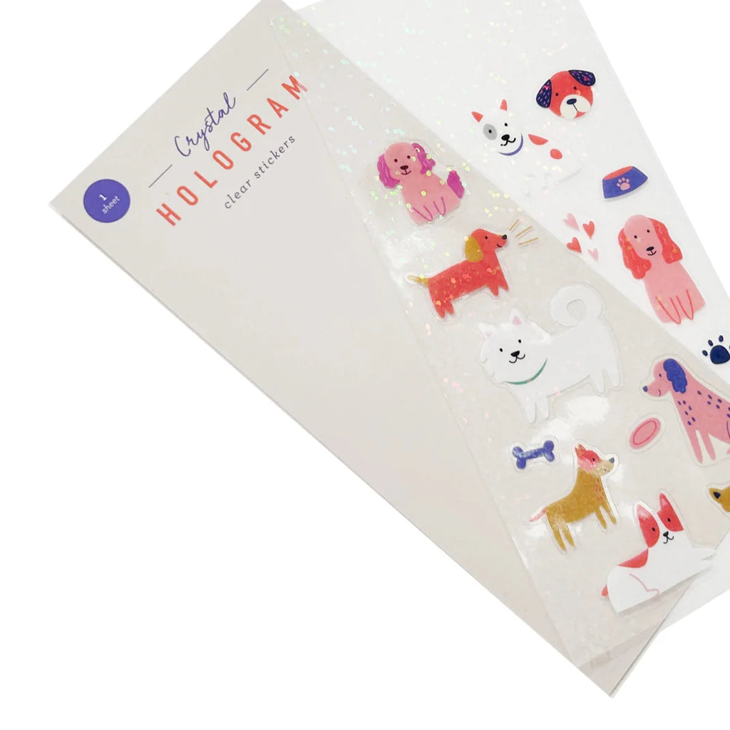 Dogs Crystal Hologram Clear Stickers