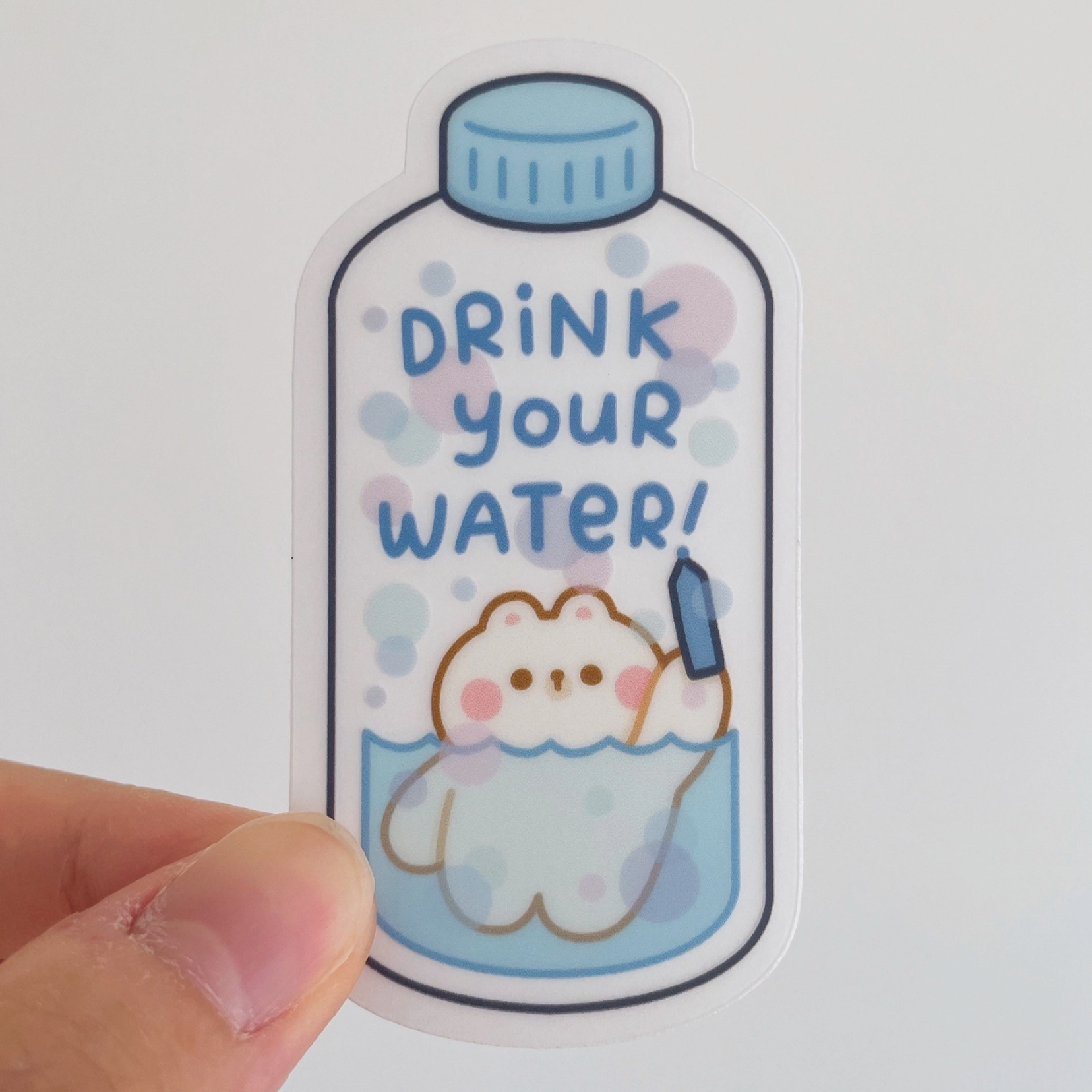 Drink Your Water Bear Vinyl Sticker