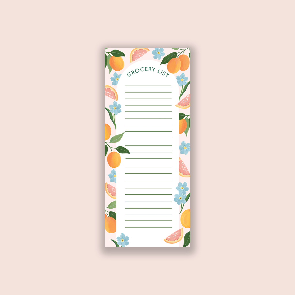 Floral Citrus Grocery List Notepad
