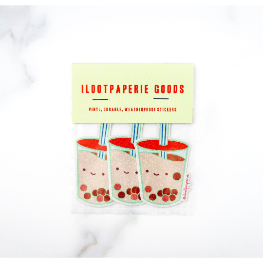 Boba Milk Tea Holographic Sticker - Set of 3