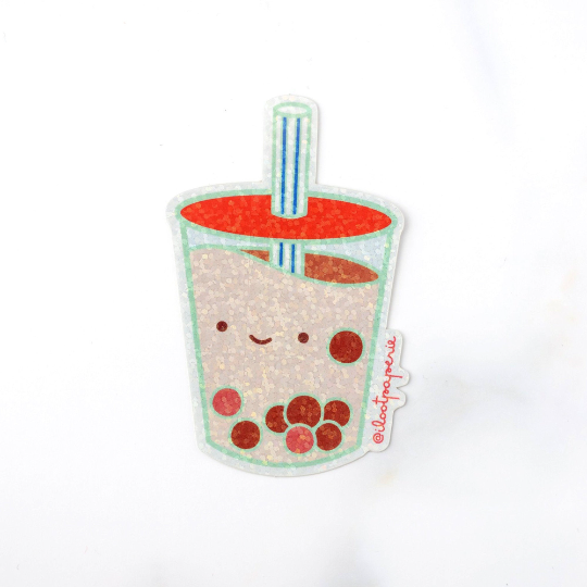 Boba Milk Tea Holographic Sticker - Set of 3