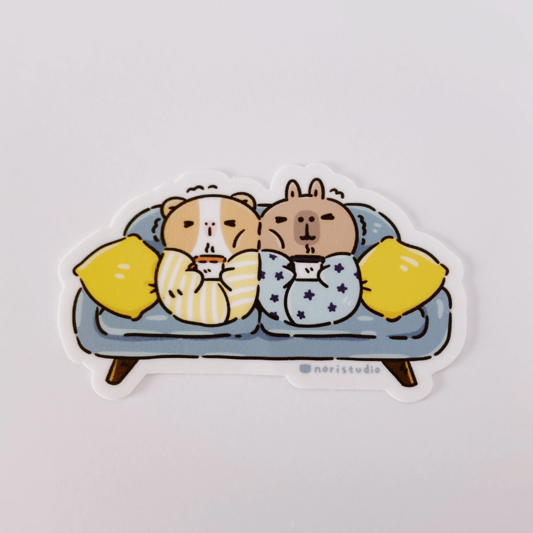 Guinea Pig and Capybara Cozy Couch Vinyl Sticker
