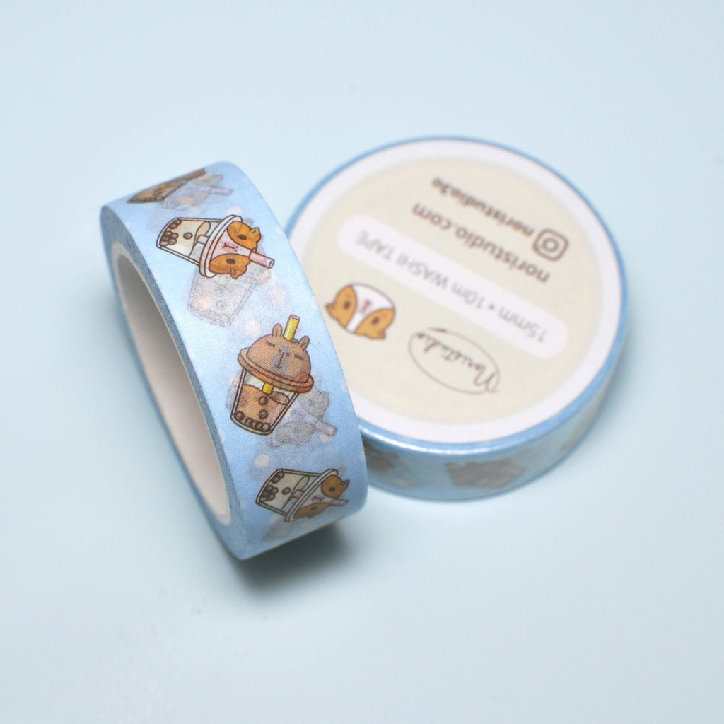 Hamster and Capybara Boba Washi Tape