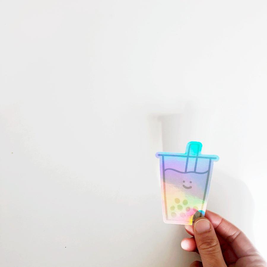 Holographic Boba Vinyl Sticker
