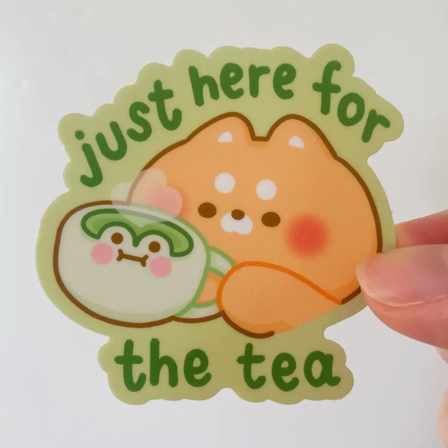 Just Here for the Tea Shiba Vinyl Sticker