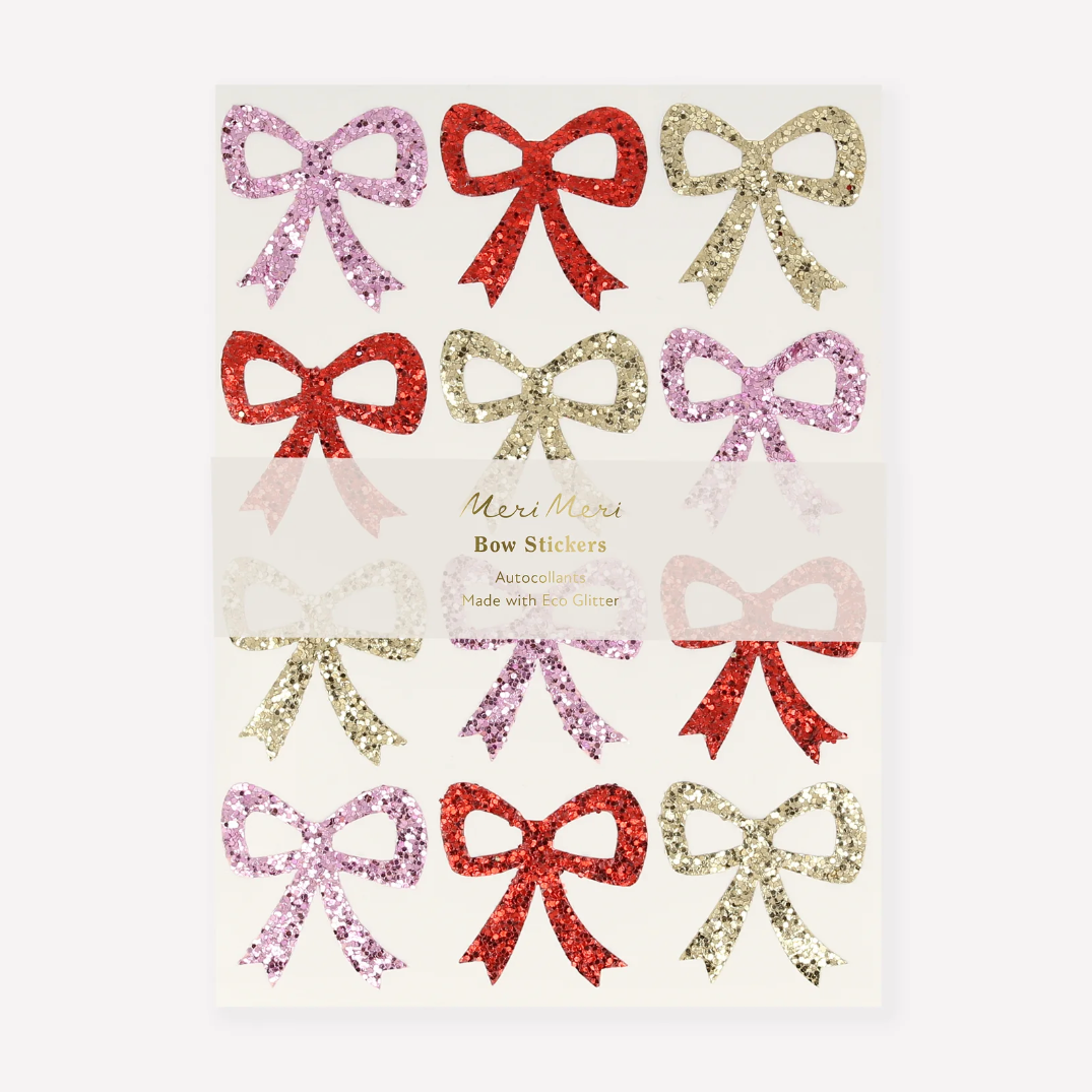 Multicolor Glitter Bow Stickers