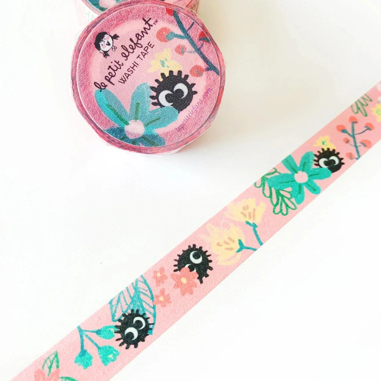 Pink Florals Soot Balls Washi Tape