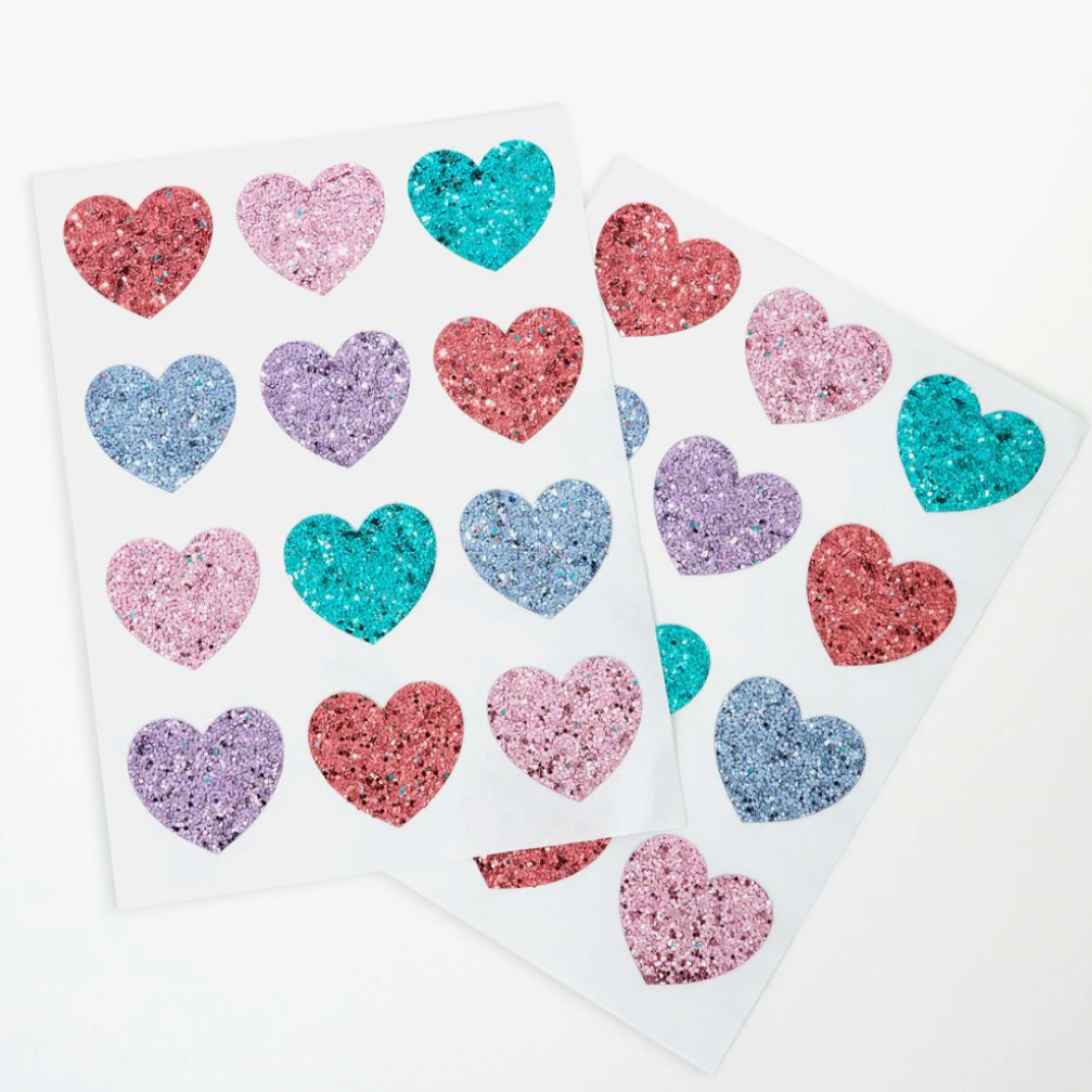 Rainbow Glitter Heart Stickers