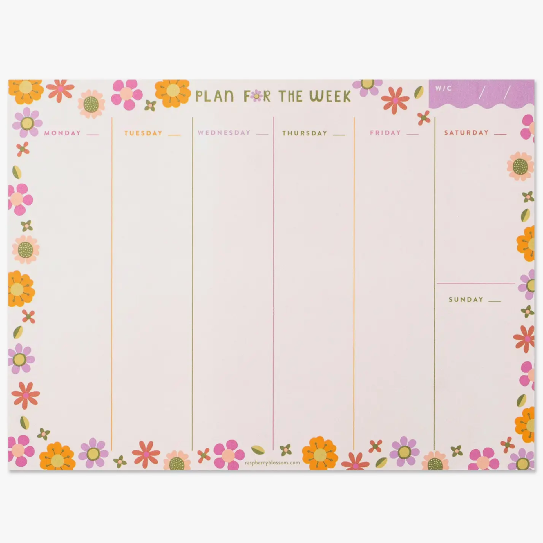Retro Floral Weekly Planner Pad