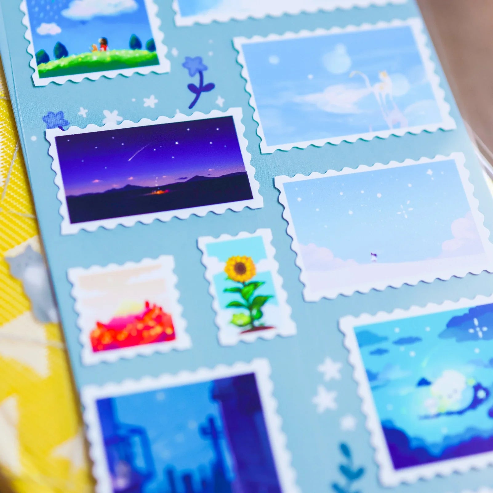 Sky Scenery Stamp Shaped Sticker Sheet