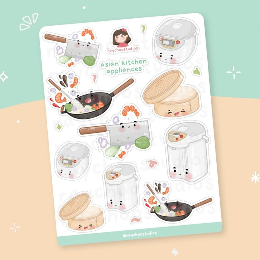 Asian Kitchen Appliances Sticker Sheet