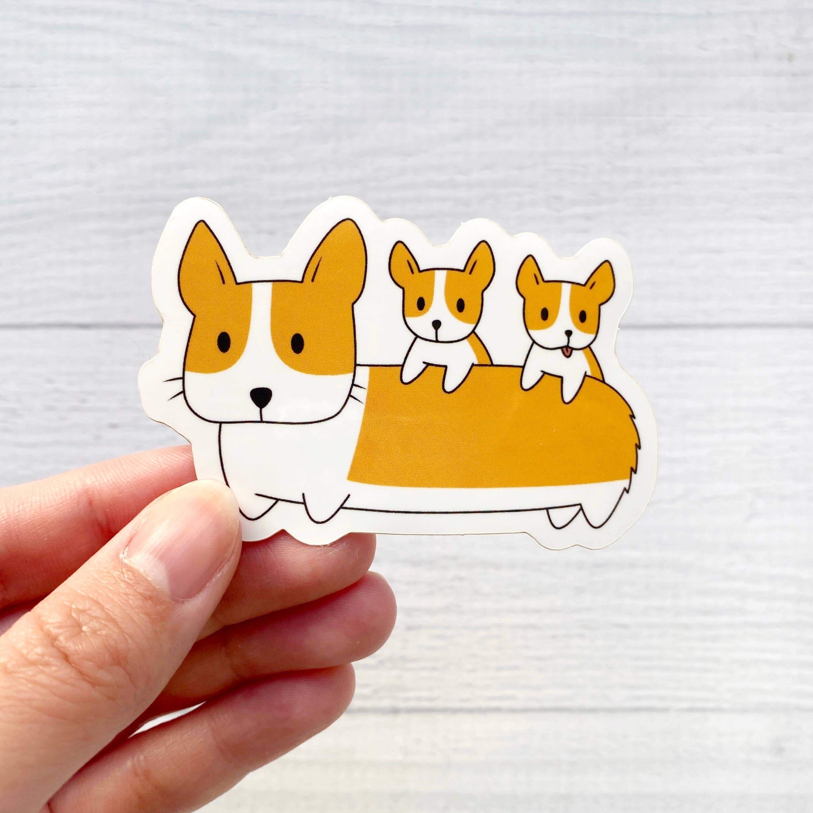 Corgi with Puppies Vinyl Sticker