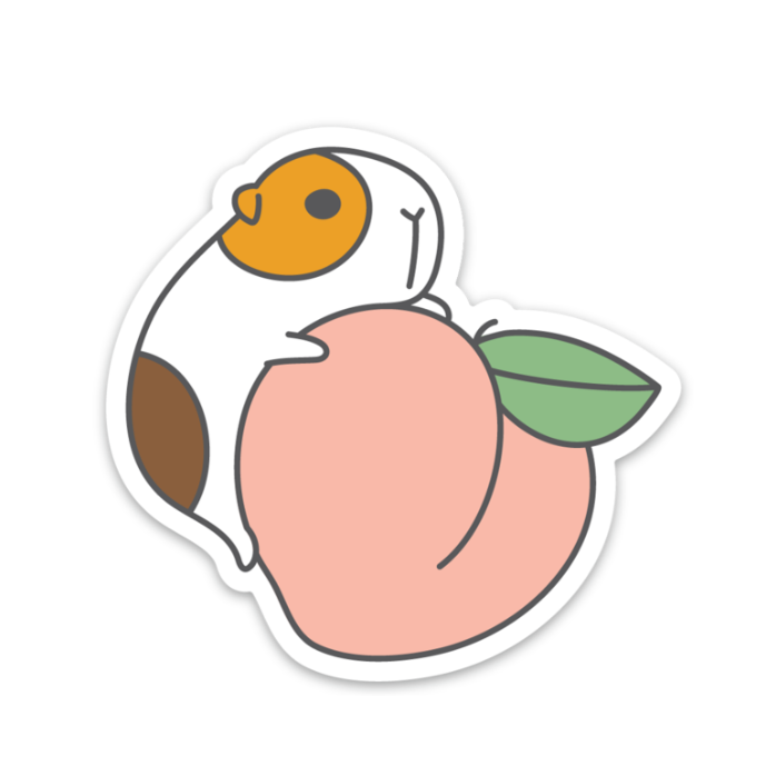 Guinea Pig and Peach Vinyl Sticker