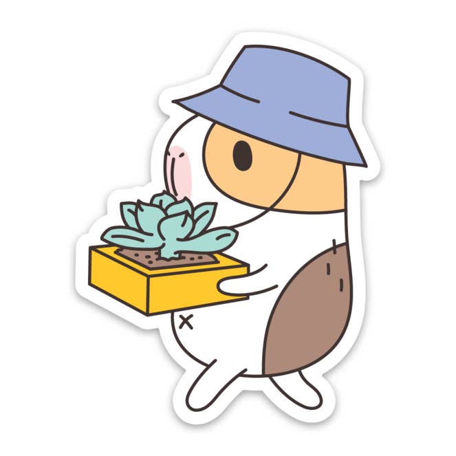 Guinea Pig Succulent Gardener Vinyl Sticker