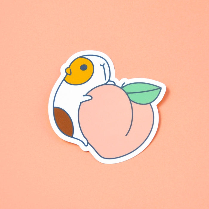 Guinea Pig and Peach Vinyl Sticker