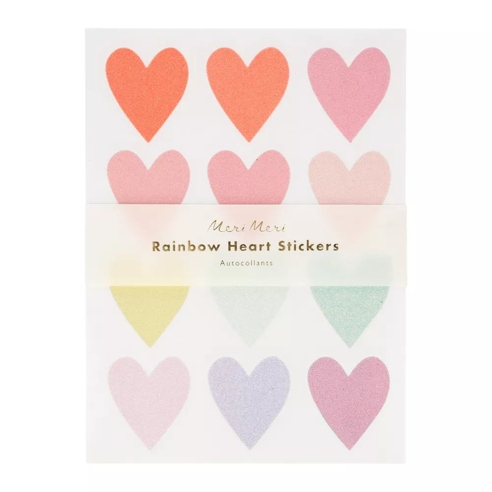 Pastel Glitter Heart Stickers